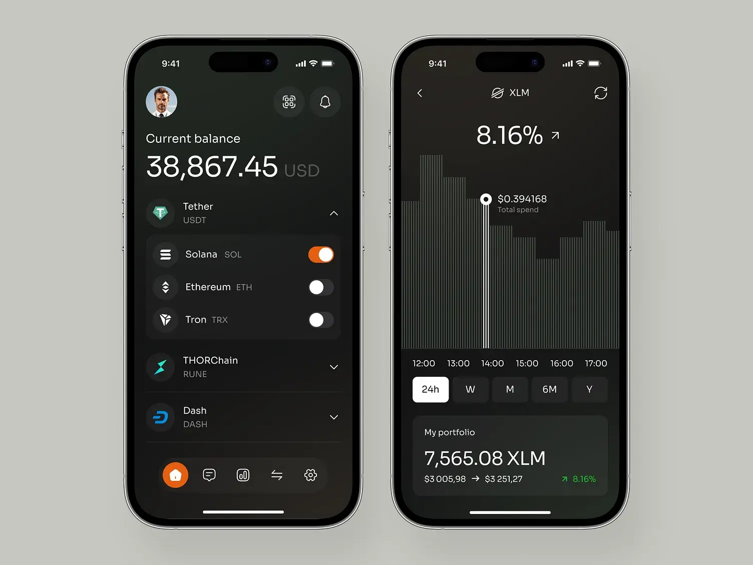 Crypto Wallet App Home Screen Displaying Account Balance