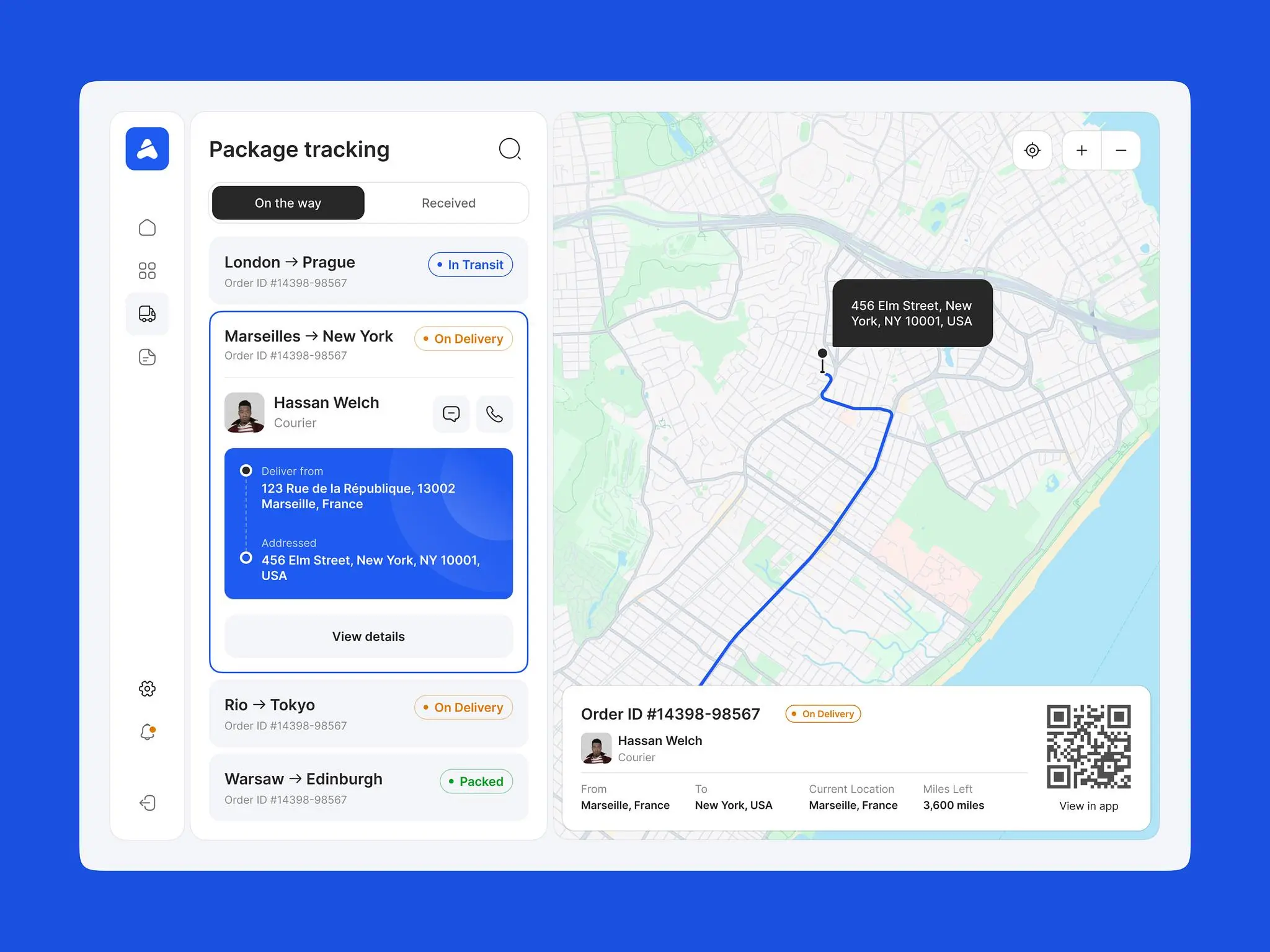 Delivery tracking website home page: Our design concept