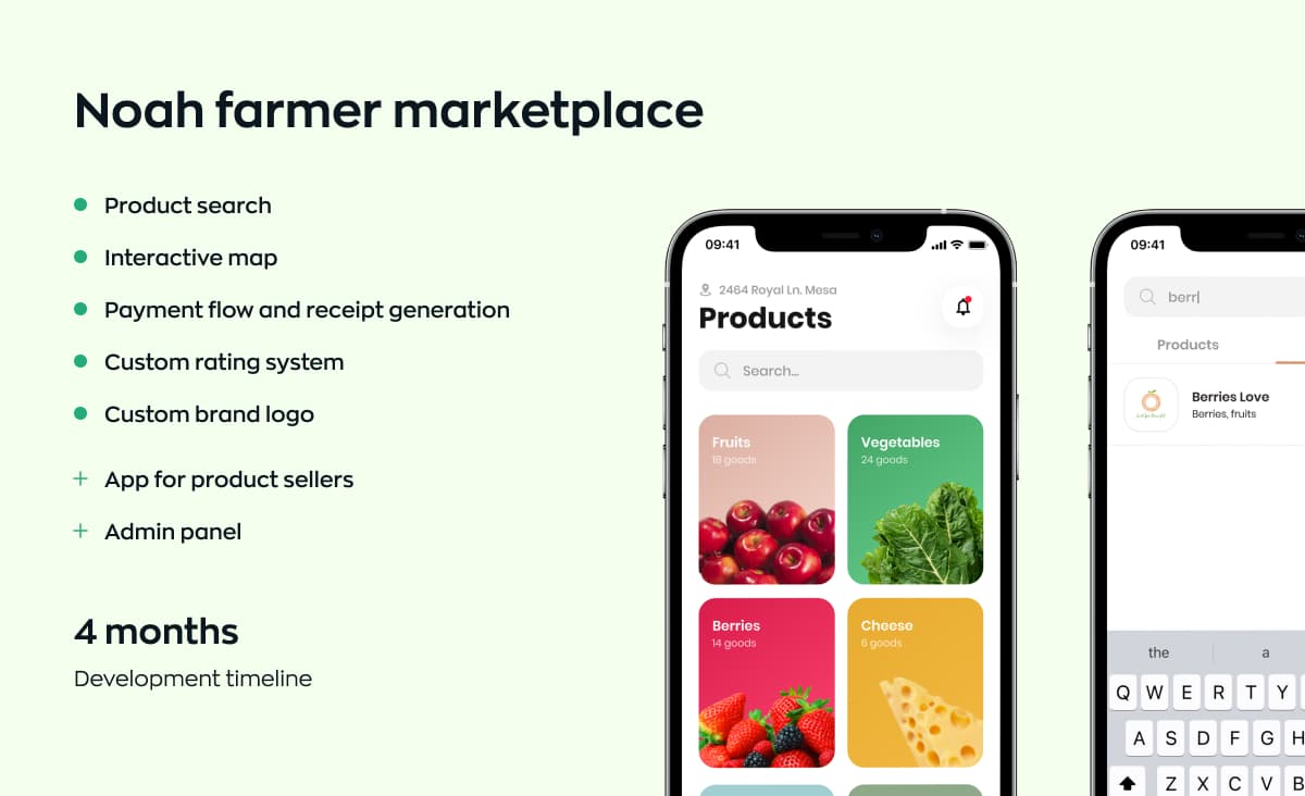 Noah farmer marketplace feature list and its four-month development timeline