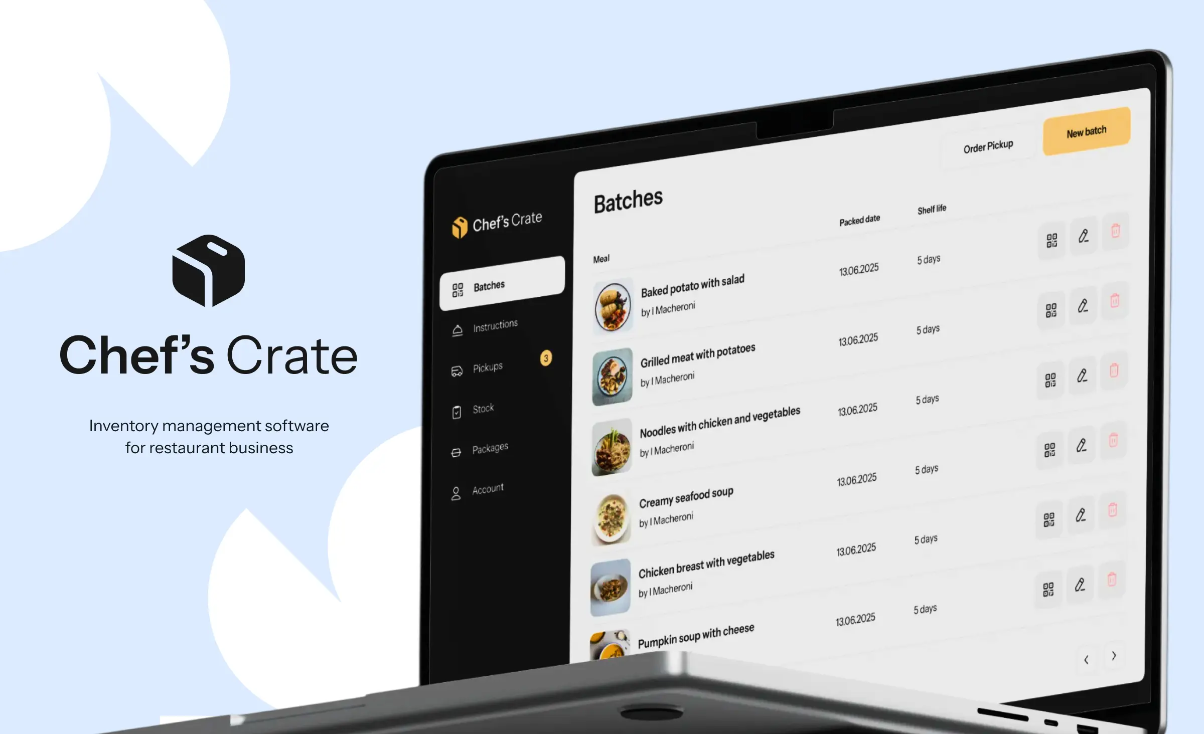 This image showcases an inventory management software interface for restaurants, highlighting an organized dashboard and streamlined batch tracking. It reflects how Laravel ecosystem mastery scalable web application development enables efficient, user-friendly solutions for managing large-scale restaurant operations.