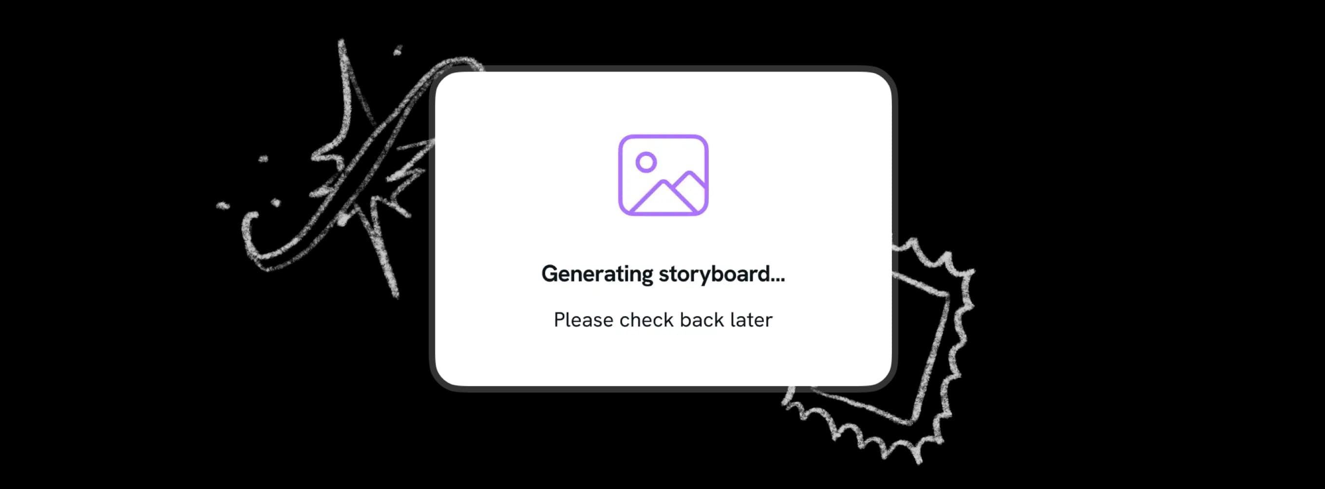Storyboard generation in progress, showing a 'Generating storyboard...' placeholder state.