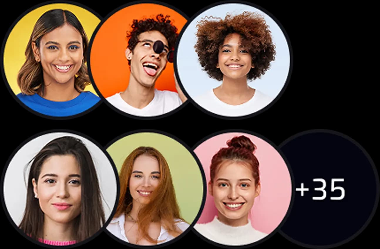 Learner avatar circles with a plus-35 counter showing the course community.