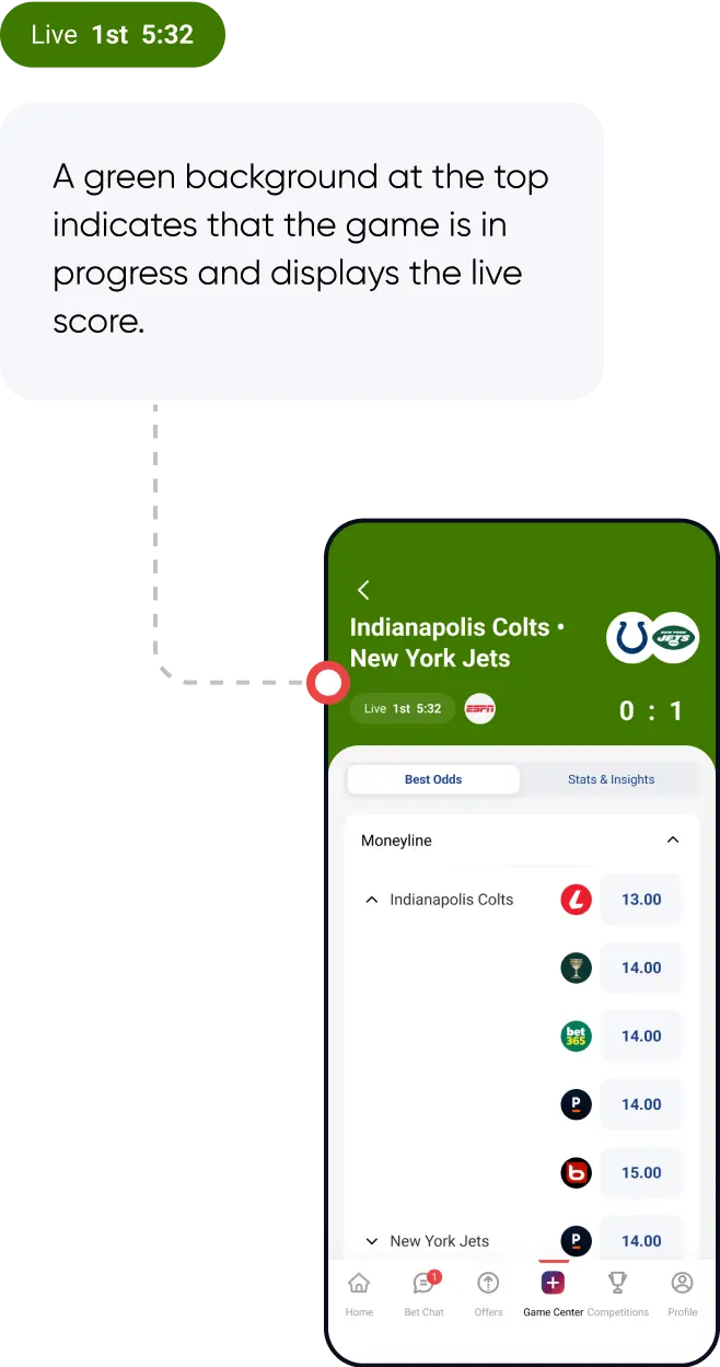 OddsCrowd app messaging and chat screens shown on a dark background.