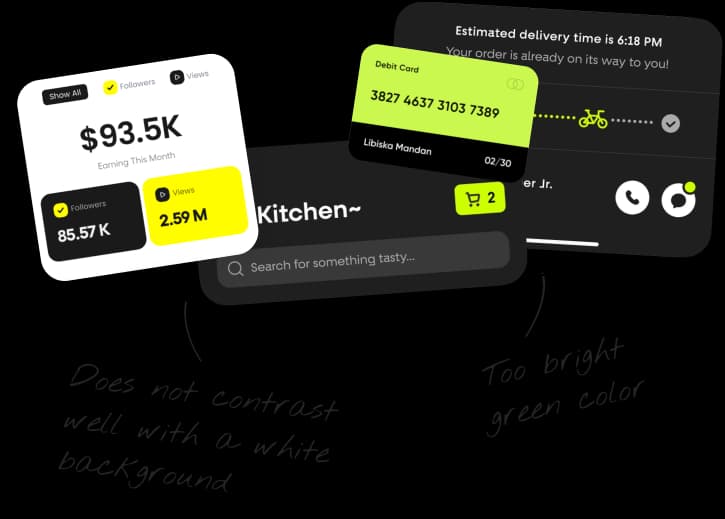Dark UI mockup cards illustrating design complexity for the UK Retreats app.