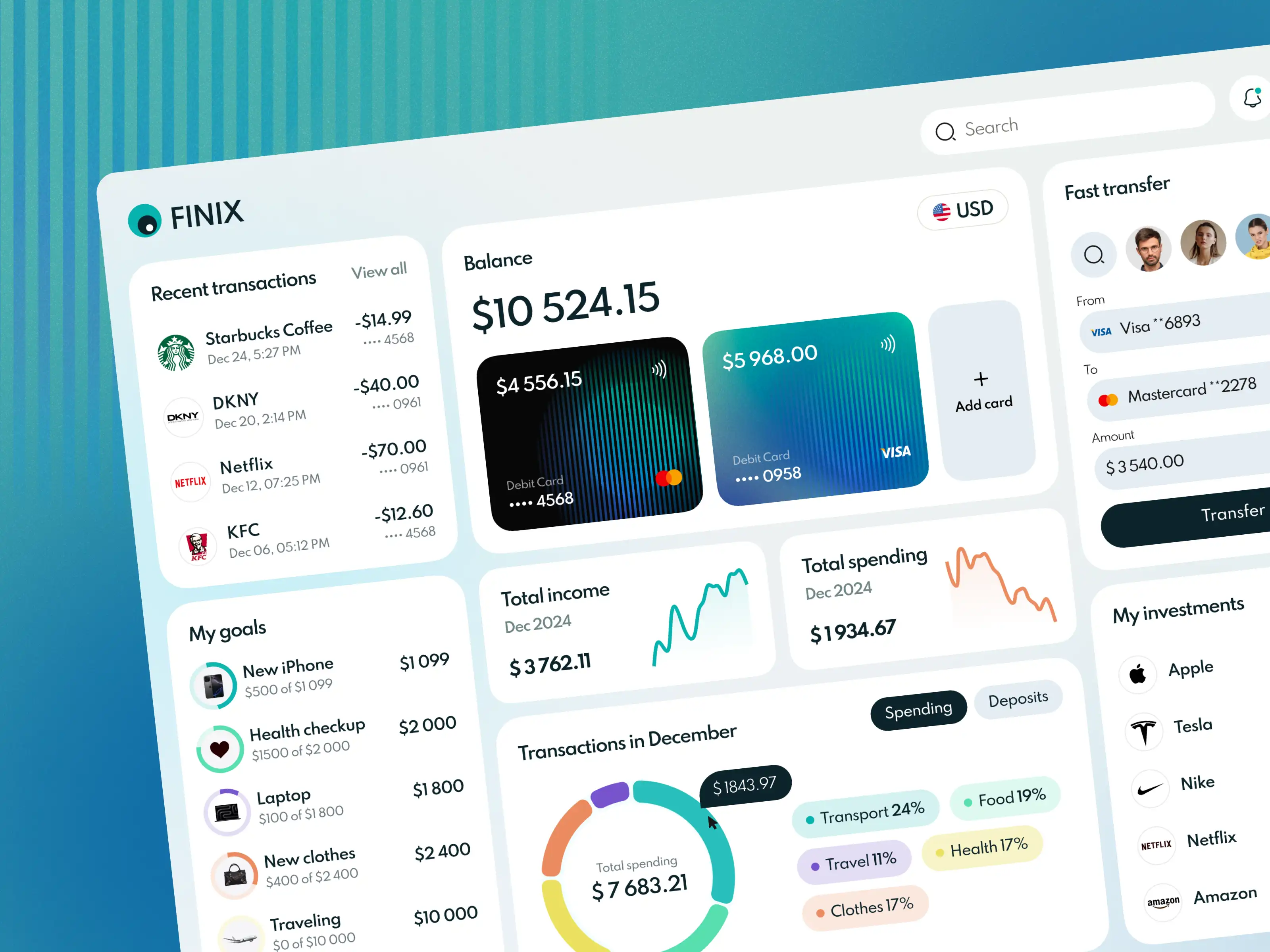 Investments and Savings Goals Tracking in Banking Web App