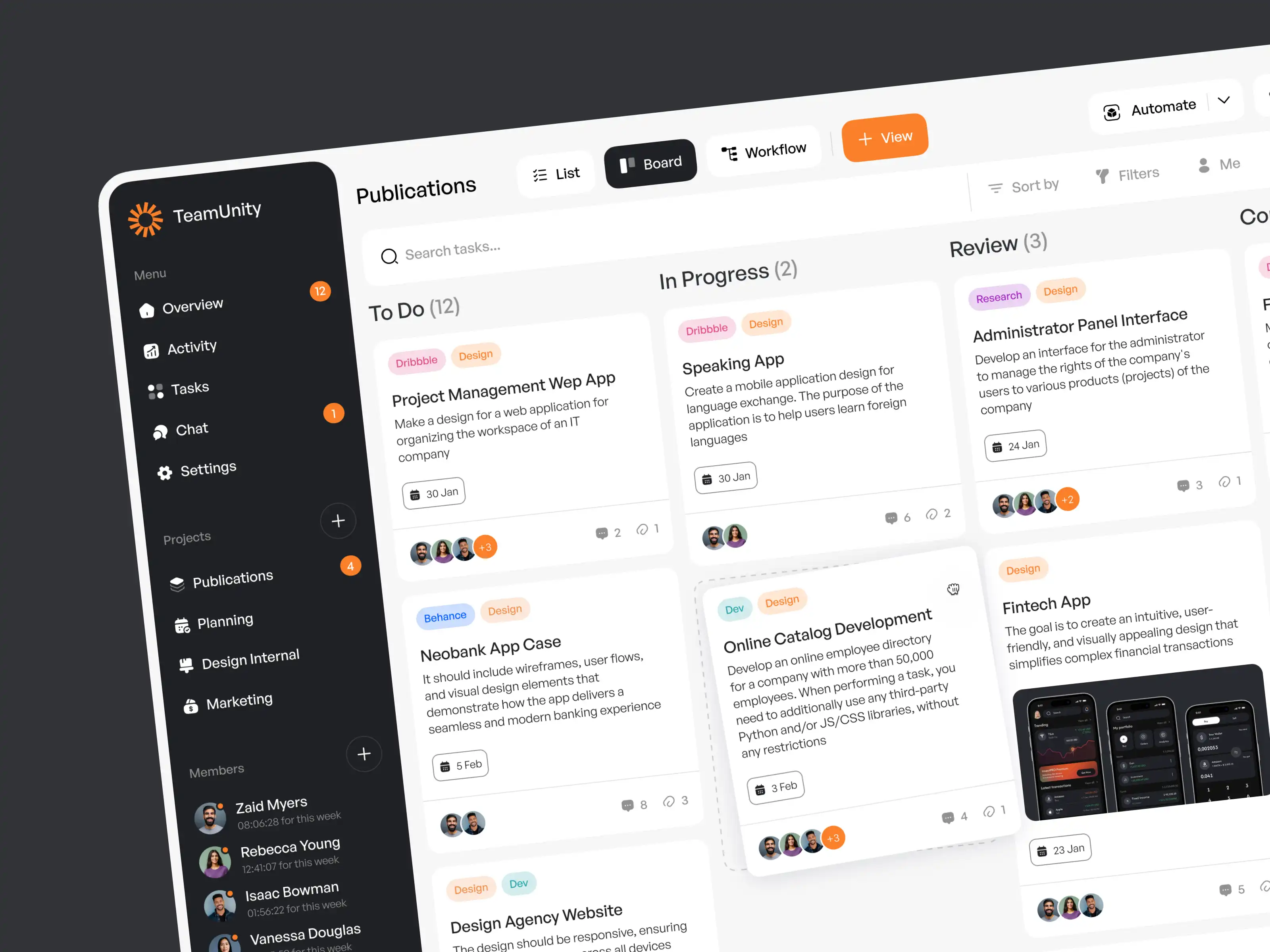 Search and Filter Functions in Project Management Web App