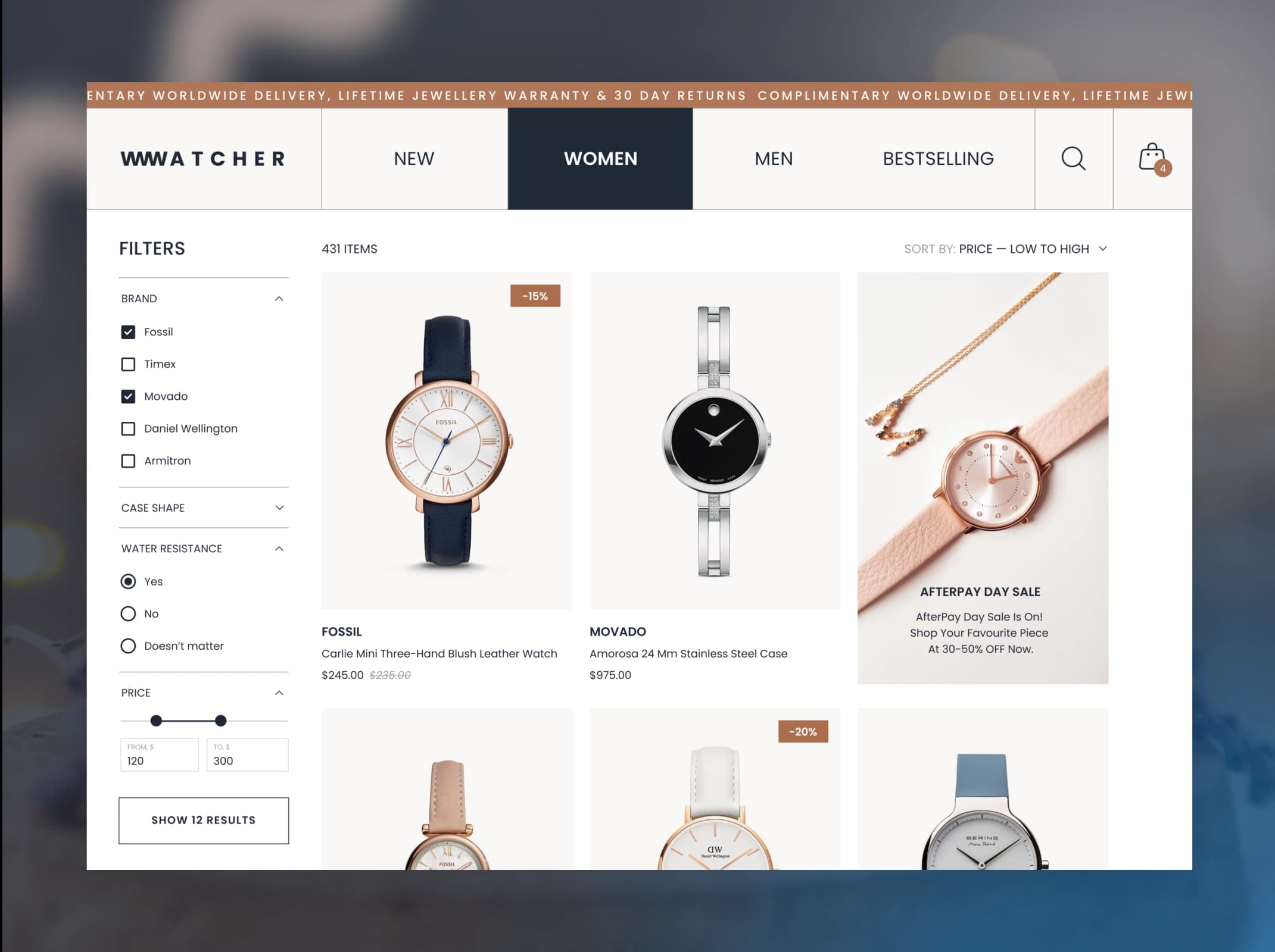 Custom ecommerce storefront design concept