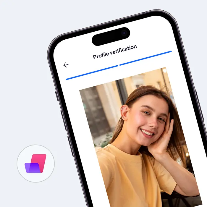 Docky mobile identity verification screen with a selfie capture.