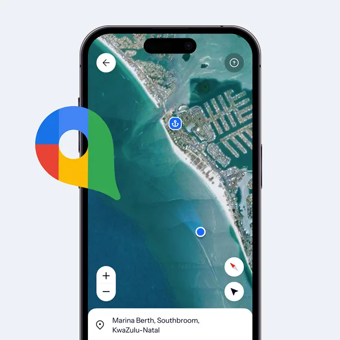 Docky mobile map screen using Google Maps integration.