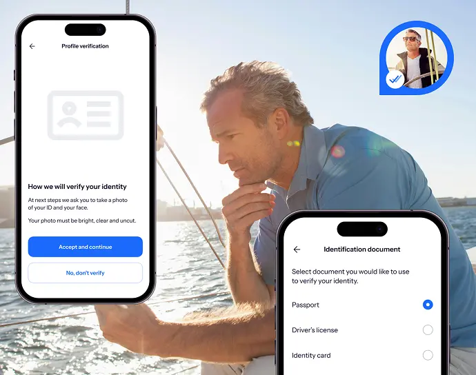 Docky mobile profile and document verification screen.