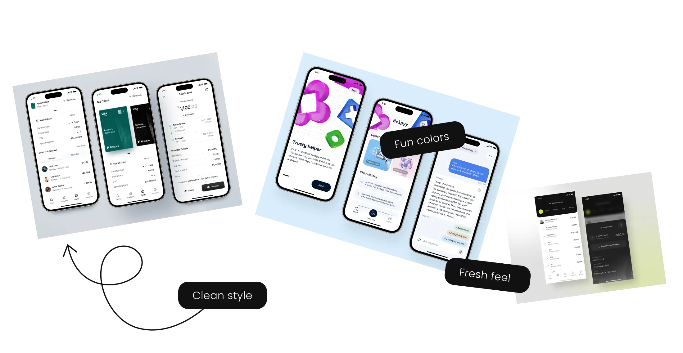 Collage of design references gathered for the neobank app.